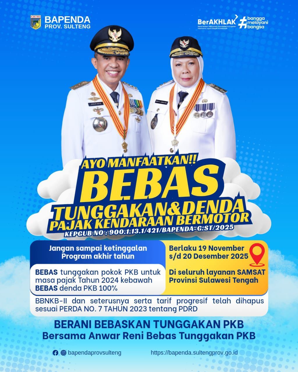 Bapenda Sulteng Bebaskan Tunggakan dan Denda PKB, Berlaku 19 November–20 Desember 2025
